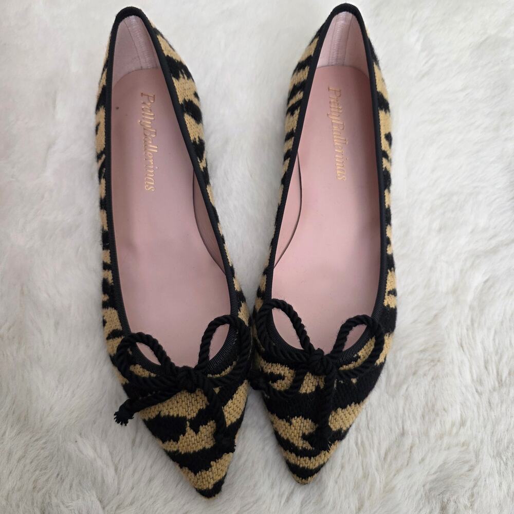 Pretty Ballerinas Ella Camel Zebra Pointed Toe Ballet Flat NEW 6